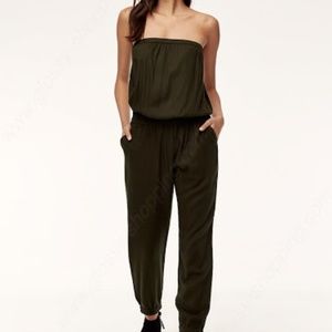 Aritzia Olive Strapless Jumpsuit